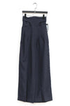 mame kurogouchi viscose hemp high waist pants MM22SS PT036 navy blue